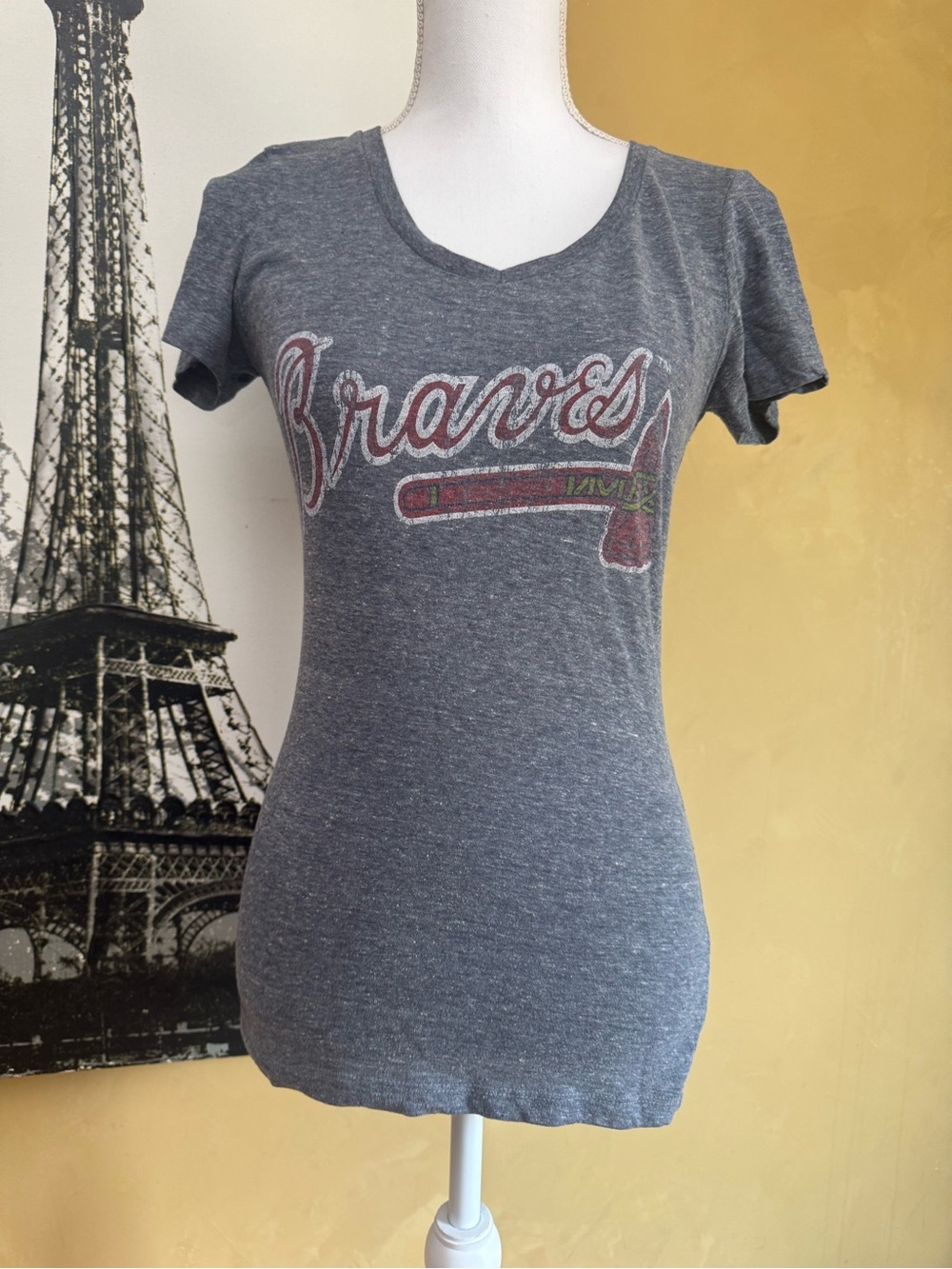 Wright & Ditson Gray Atlanta Braves Short Sleeve Tee
